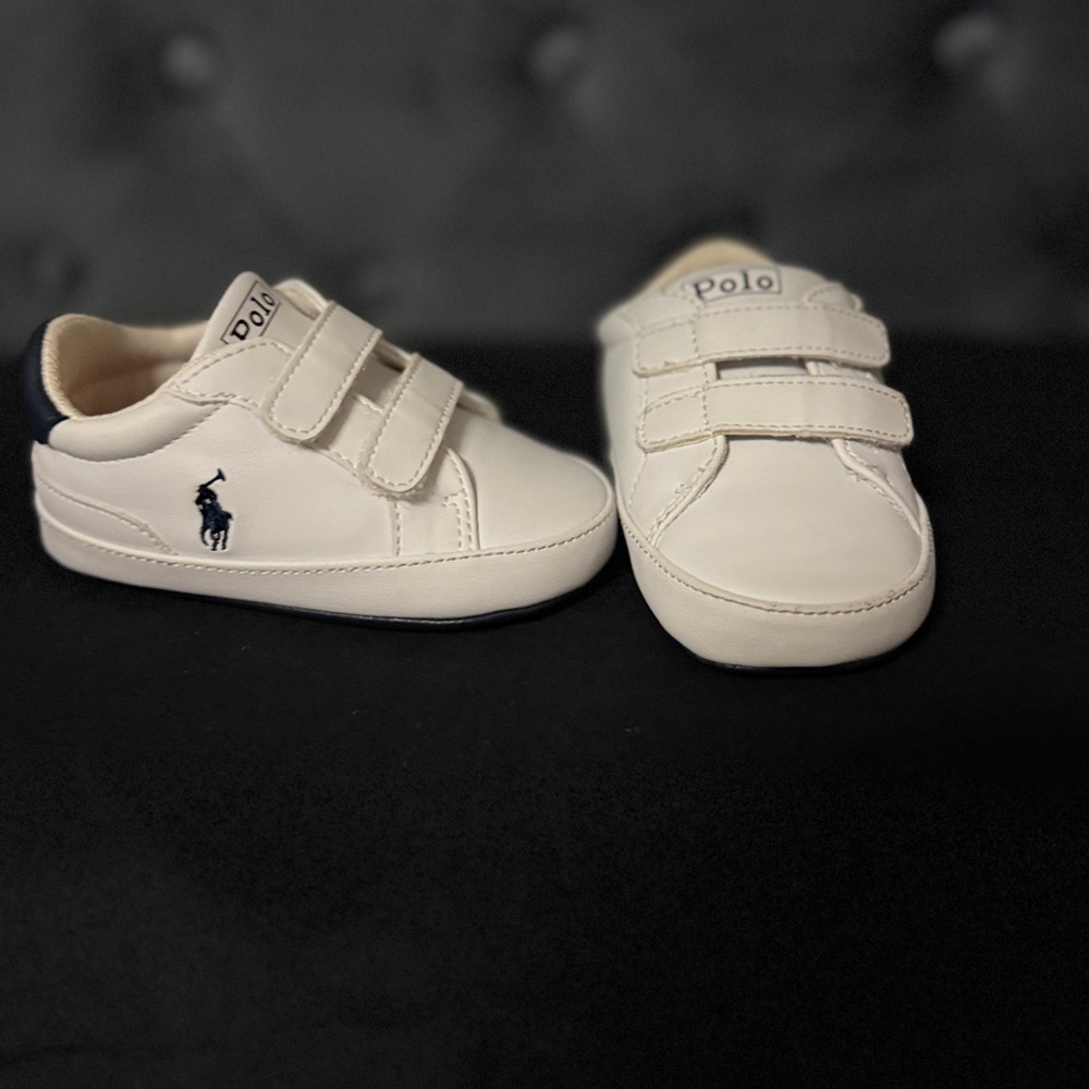 Polo by Ralph Lauren White Baby Walker Sneakers Velcro Straps